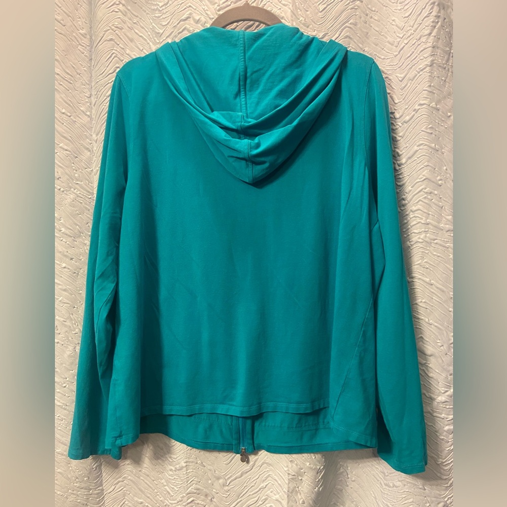 Coolibar XL UPF 50+ Hoodie Teal Blue Sun Protection Full Zip Stretch Comfy - Picture 3 of 3